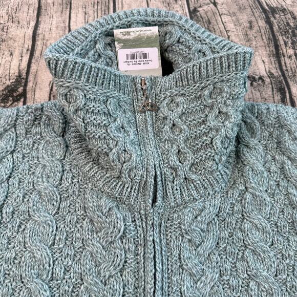 NWT Aran Crafts Irish Women's Double Collar Zip Cardigan (100% Merino Wool) XL - Picture 5 of 12